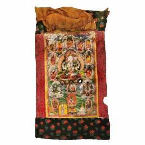 Thanka buddyjska z Nepalu/ Awalokiteśwara (Chanrezik) / 119 x 66 cm