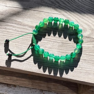 Bransoletka  / zielony agat / regulowana / Nepal