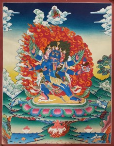 VAJRAKILAYA / DORJE PHURBA / 66x53 cm / Thanka buddyjska z Nepalu / złote elementy