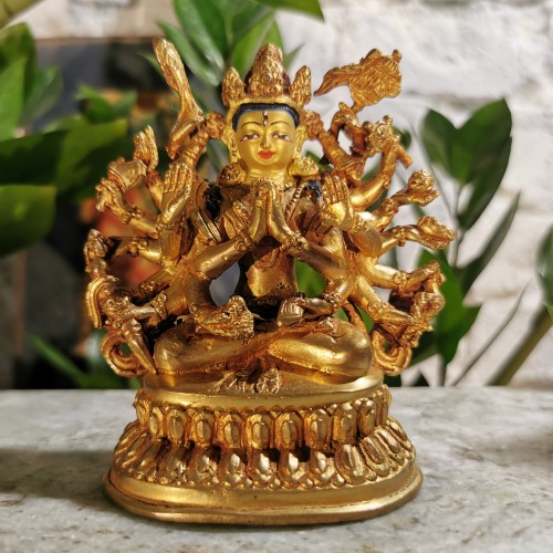 Posążek Avalokiteśvara z tysiącem ramion / mosiądz / wysokość 10 cm / Nepal