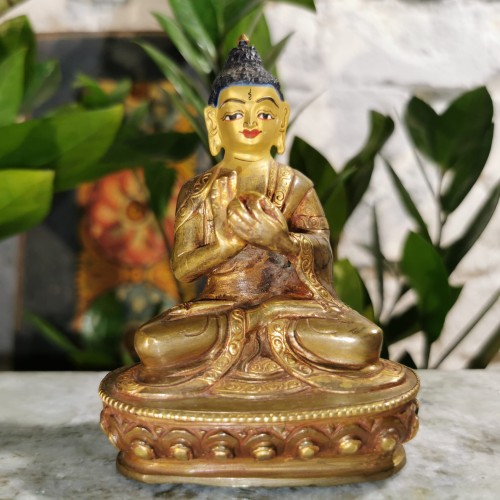 Posążek Vairocana Buddha / mosiądz / wysokość 10 cm / Nepal