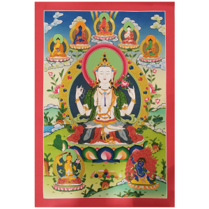Obraz na płótnie Chenrezig / 83.5 x 58 cm / Nepal / ręcznie malowana