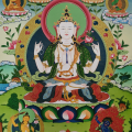 Obraz na płótnie Chenrezig / 83.5 x 58 cm / Nepal / ręcznie malowana