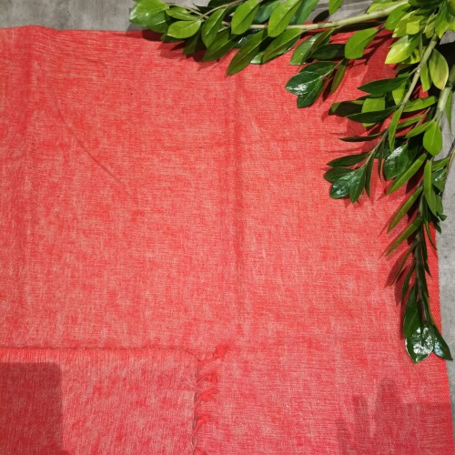 Kocyk z wełny / czerwono - szary / 180 x 75 cm / ręcznie pleciony / z Nepalu