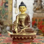 Posążek Budda Medycyny / mosiądz pozłacany / 20,5 cm / nepalskie rękodzieło