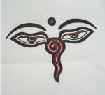  Obraz Rysunek OCZY BUDDY papier czerpany NEPAL