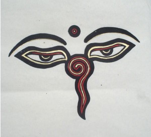  Obraz Rysunek OCZY BUDDY papier czerpany NEPAL