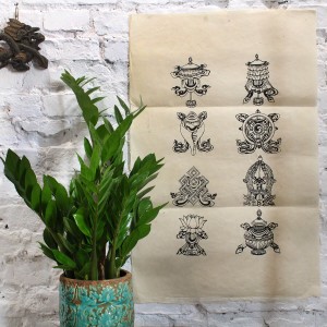 Plakat Obraz papier czerpany Symbole buddyjskie