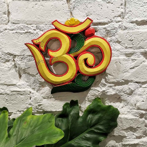 Symbol Om żółty 23x20cm Mantra Buddyzm.jpg