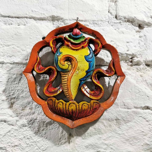 Symbol pomyślności do powieszenia - muszla koncha / Nepal / 16x15x1,6 cm